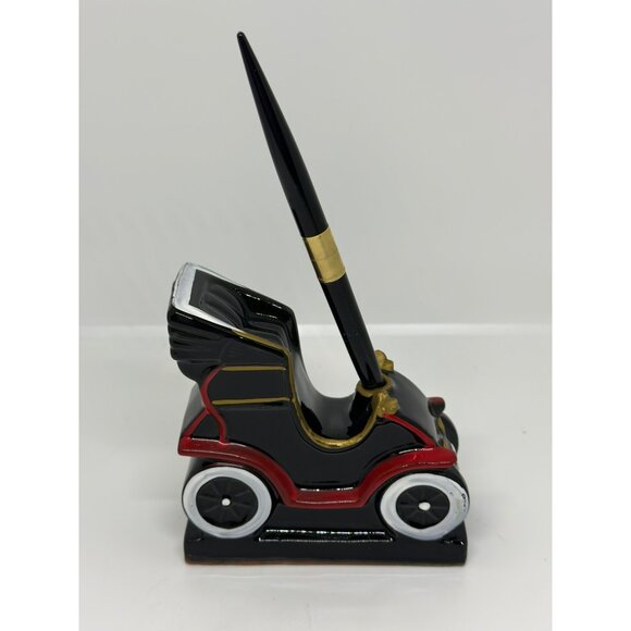 VTG Ford 1901 Model T Pen Holder | Black & Red Ceramic Car w/ Gold Accents 8.75" - Picture 5 of 8